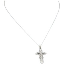 14K White Gold Crucifix Charm 18&quot; Chain Jewelry - £118.69 GBP
