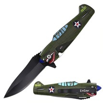 BOOK# 440 - Spring Assist Folding Knife P-40 Kittyhawk WWII Fighter Plane - £20.73 GBP