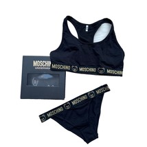 Moschino Underwear Bear Bralette &amp; Panty Black / Gold ( M ) - $88.94