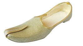 Mens Jutti Mojari Khussa Punjabi ethnic Wedding Flat Shoes US size 8-12 Glitter - £25.16 GBP