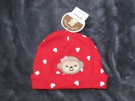 CARTERS RED PINK MONKEY HEART CHILD OF MINE VALENTINES DAY CAP HAT 0-3-6... - £9.33 GBP