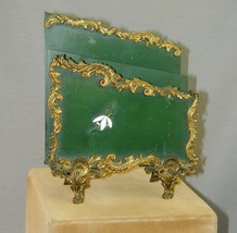 Art Nouveau Desk Top Letter Hold Brass Bronze Verdigris Enamel Snow Drop... - £197.54 GBP