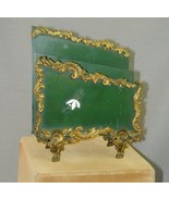 Art Nouveau Desk Top Letter Hold Brass Bronze Verdigris Enamel Snow Drop... - $250.00