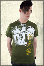 Pollution Clothing Army Soldiers Star Emo Mens T-Shirt Olive Green SMALL XXL NEW - £25.00 GBP