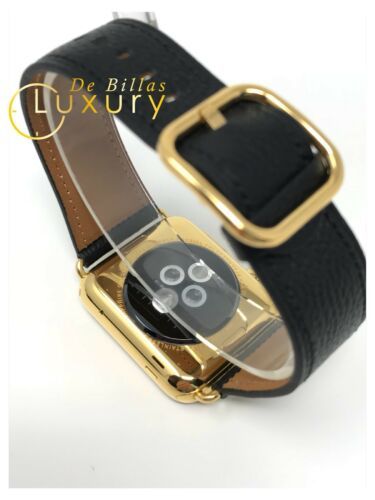 42MM Apple Watch 24K Gold Plated W/Black and Brown Leather Classic Buckle Gen 1 Item image 4