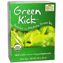 NOW Foods Real Tea Organic Green Kick - 24 Tea Bags - £9.15 GBP