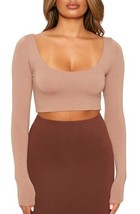 MSRP $32 Naked Wardrobe Scoop Neck Crop Top Coco Brown Size Large NWOT - $23.76