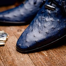 Criss Genuine Ostrich Quill Classic Dress Oxford Shoes Navy image 10