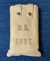 Vintage U.S. GOVT. Plastic Water Bottle &amp; Cream Colored Canvas Bag Government 3B - $38.65