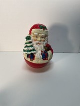 Vintage Christmas Roly-poly Santa Claus Wind up Music Box  Christmas Tre... - $22.95