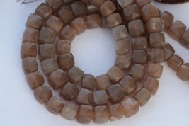 Natural, 8 inch strand Coffee moonstone faceted cubes beads, 7 -- 8.5 mm, moonst - £23.97 GBP