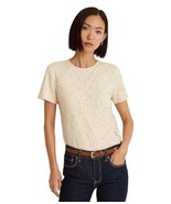 MSRP $175 Ralph Lauren Patchwork Lace Short Sleeve Blouse Natural Size 10 - $91.24 CAD
