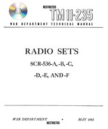 Signal Manual TM 11-235 Radio Sets SCR-536 A B C D E and F (1945) - £9.66 GBP
