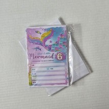 (20) Girls&#39; 6th Birthday Invites with Envelopes Pastels Our Little Mermaid - £4.76 GBP