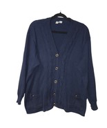 Cardigan Sweater Womens Italy 58 US 3X Navy Blue Made in Italy Preppy Ac... - $17.25