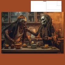 &quot;Postcard: Halloween Dinner - Crazy Skeleton and Demon Culinary Duo&quot; - £4.73 GBP