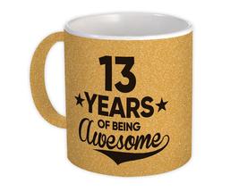 13 Years of Being Awesome : Gift Mug 13th Birthday Baseball Script Happy Cute - £12.70 GBP