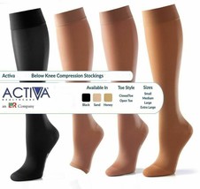 Activa Class 1 Below Knee Support Stockings Medium Sand Open Toe 14-17 mmHg - £16.25 GBP