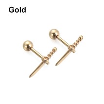 2 PCS New Fashion  Dagger Ear Studs Stainless Steel Helix Cartilage Earrings Con - £10.50 GBP