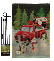 Snowmen Hot Cocoa Burlap - Impressions Decorative Metal Garden Pole Flag Set GS1 - £27.58 GBP