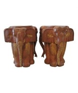 Vintage Matched Pair Carved Wood Elephant Stools / Tables circa 1970&#39;s - $1,649.37 CAD