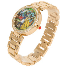 Disney 100 Year Anniversary Beauty and The Beast Watch with Metal Band Gold - £31.30 GBP