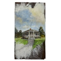 1977 House White Gates Cottage Path Field Acrylic Paint on Wood Board Folk Art - £69.24 GBP