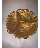 Vintage Weeping Bright Gold Hand Decorated Scalloped Ceramic Bowl Made I... - $20.36 CAD
