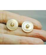 2 Victorian 10k Gold Seed Pearl &amp; Mother Of Pearl Button Buttons 1/2&quot; - $174.99