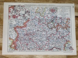 1929 Original Vintage Map Of Rhineland Rheinland Ruhrgebiet Dortmund Germany - £12.08 GBP