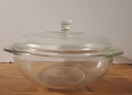 Pyrex 024 Clear 2 Quart Casserole Baking Dish w/ ribbed lid 024C *READ* - £23.45 GBP