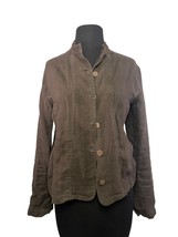 Chicos Size 0 100% Linen Brown Button Front Jacket - £14.70 GBP