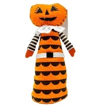 Huntington Home Halloween Figurine 12 x 4.5 Fabric Tabletop Orange Pumpkin Lady - £10.17 GBP