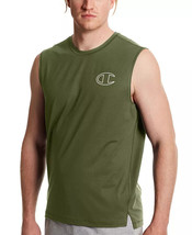 Champion Men&#39;s Script Tank Top in Cargo Olive-Size Small - $18.97