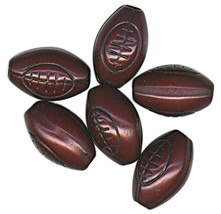 Team Sport Beads - Acrylic - Football - Brown and Black - 12mm x 18mm - £12.65 GBP
