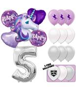 Enchanted Lilac Unicorn Birthday Deluxe Balloon Bouquet - Silver Number 5 - £26.43 GBP