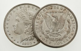 1880-S &amp; 1880-O Silver Morgan Dollar Lot of 2 Coins in AU Condition - £138.24 GBP