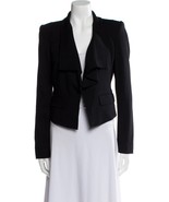 BCBG Max Azria Blazer Black Draped Collar Slit Pockets Hook Eye Closure ... - $321.23 MXN