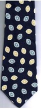 Tommy Hilfiger Necktie Blue Yellow Lemon Shapes on Navy 100% Italian Silk USA - $16.71