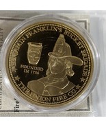 Firefighter Gold Plated Coin Franklins Bucket Brigade Union American Min... - $79.24