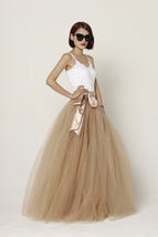 Champagne Maxi Full Tulle Skirt Women Custom Plus Size Party Evening Tulle Skirt image 2