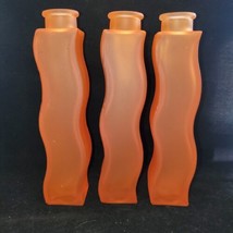 Vintage 90’s IKEA “Skamt” Wavy/Squiggle Vase Frosted orange rare color set of 3 - £31.57 GBP