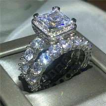 4.30Ct Princess Cut Simulated Diamond 925 Silver Big Engagement Wedding ... - £136.53 GBP
