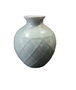 IKEA Celadon Ceramic Bud Vase Geometric Textured Pattern  4&quot; tall - £10.80 GBP