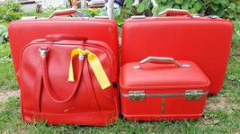 Vintage 60s 70s American Tourister  Luggage 4 Piece Set Classic Red  MCM - £260.97 GBP