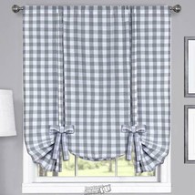 Buffalo Check Tie-Up Shade Grey 42&quot; W x 63&quot;L - £14.84 GBP
