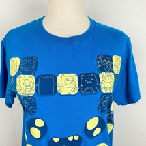 Adventure Time Womens T-Shirt Small Cartoon Network Blue Graphic Faces C... - £14.24 GBP