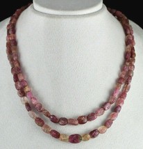 Old Natural Multi Tourmaline Rubellite Carved Beads 323 Carats Gemstone Necklace - £558.15 GBP