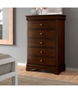 Louis Philippe Style 1pc Chest of Drawers Brown Cherry Finish Okume Vene... - $1,733.73