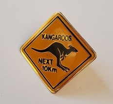 Australia Travel Souvenir Lapel Hat Pin Kangaroo Crossing &quot;Kangaroos Nex... - £15.41 GBP